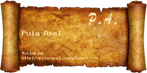 Puia Axel névjegykártya